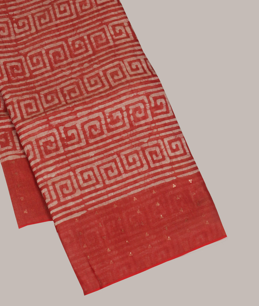 Red Tissue Tussar Printed Saree T417436-image