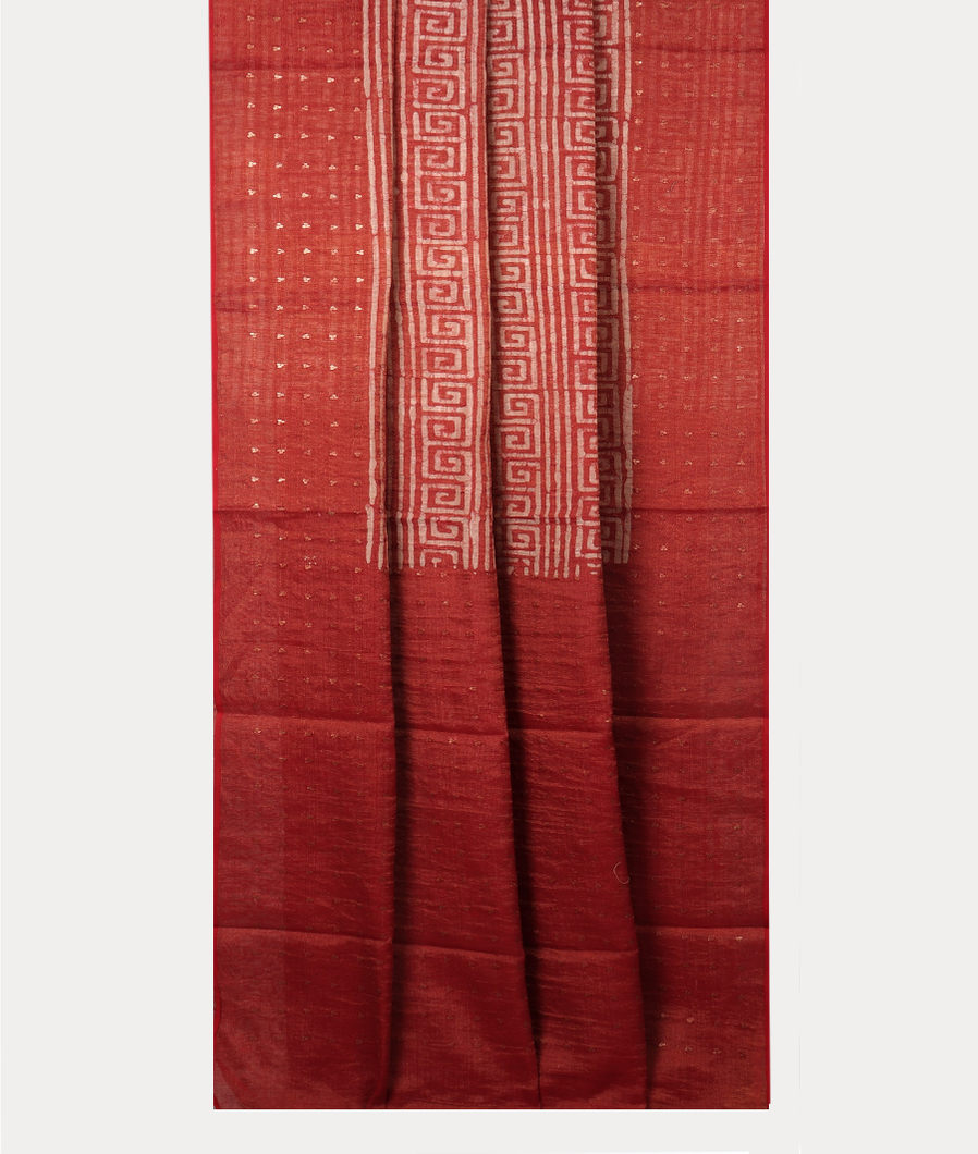 Red Tissue Tussar Printed Saree T4174362
