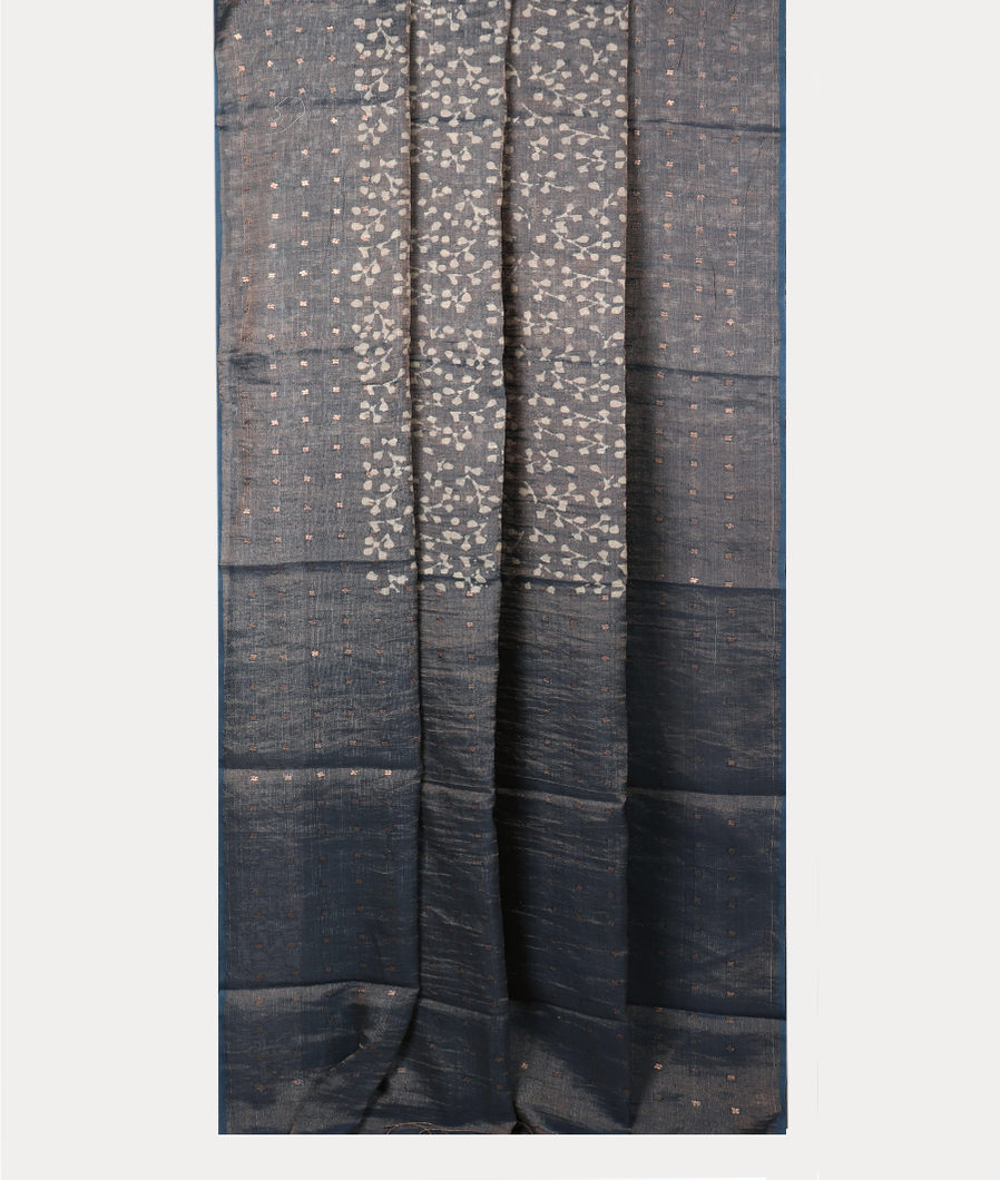 Blue Tissue Tussar Printed Saree T4174332