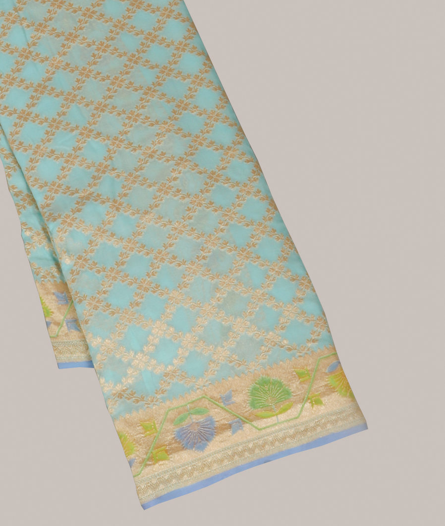Blue Banaras Georgette Silk Saree T355443-image