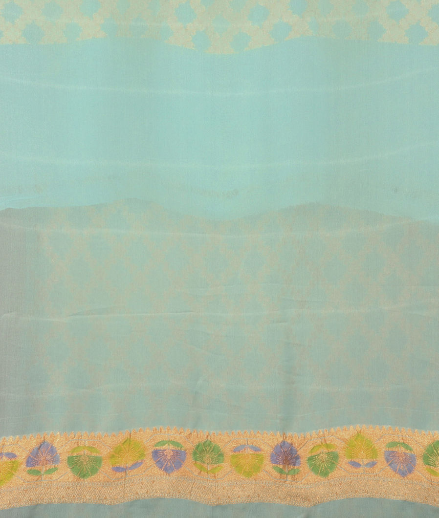 Blue Banaras Georgette Silk Saree T3554433