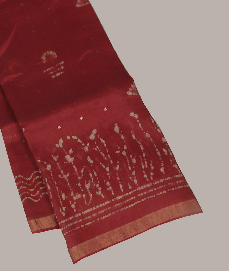 Maroon Linen Printed Saree T417404-image