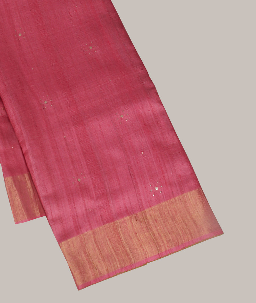Pink Woven Tussar Saree T417398-image