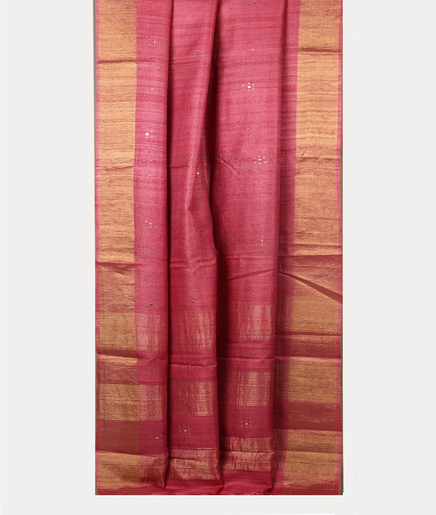 Pink Woven Tussar Saree T4173982