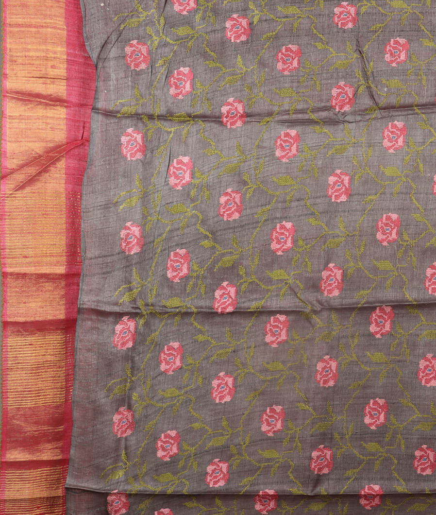 Pink Woven Tussar Saree T4173983