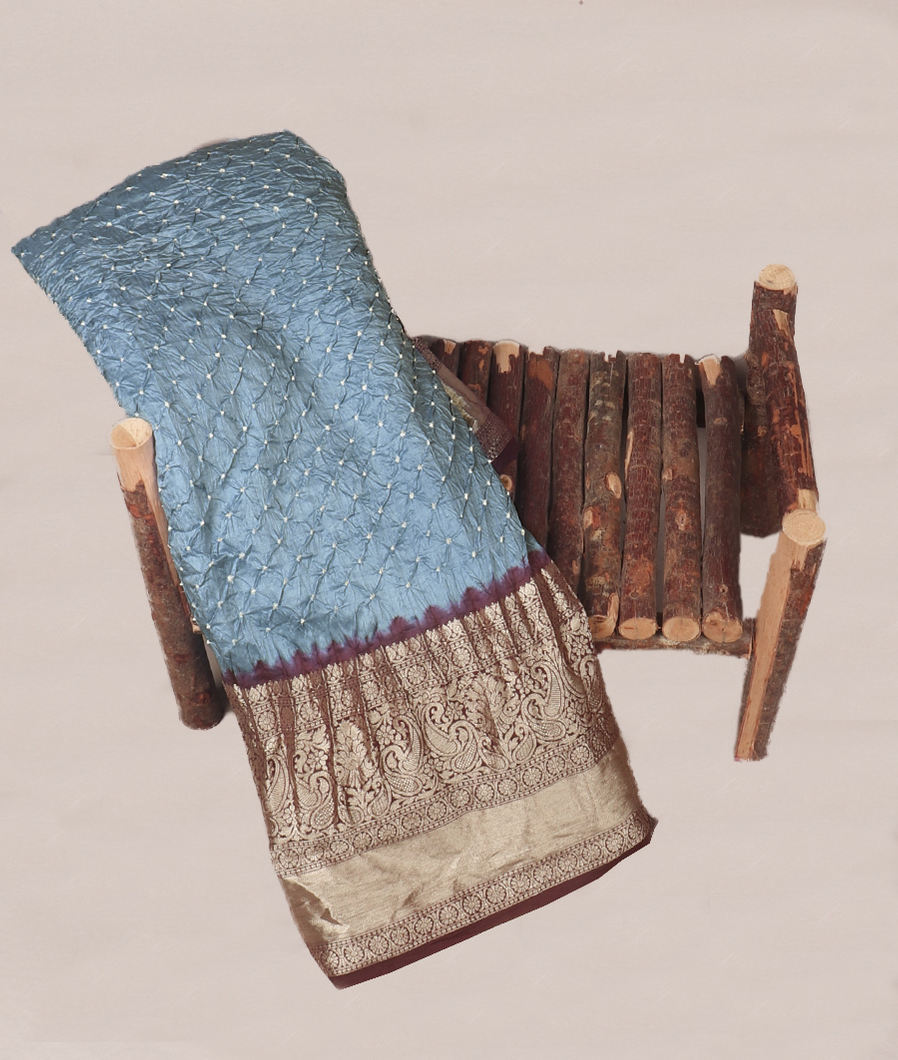 Blue Bandhani Chaniya Silk Saree T419712-image