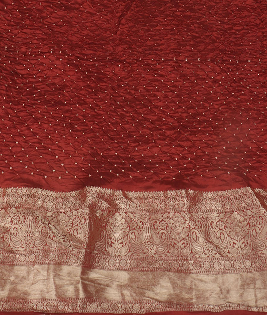 Green Bandhani Chaniya Silk Saree T4197273