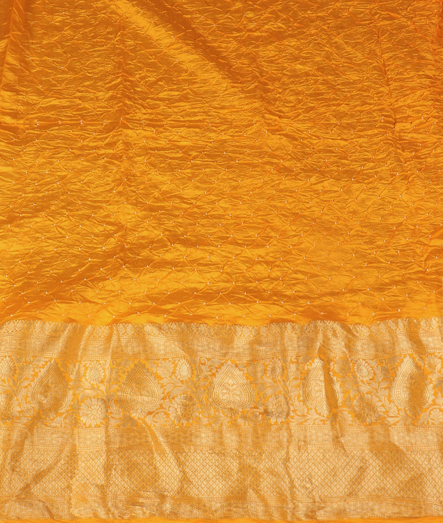 Green Bandhani Chaniya Silk Saree T4197543