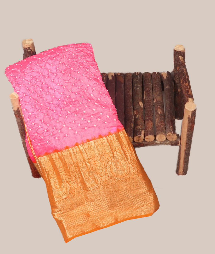 Pink Bandhani Chaniya Silk Saree T419705-image