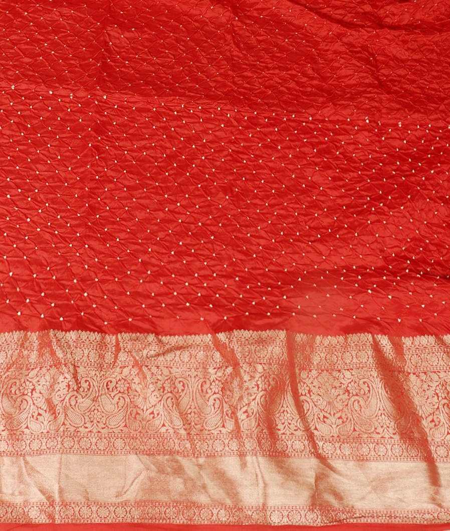 Orange Bandhani Chaniya Silk Saree T4197163