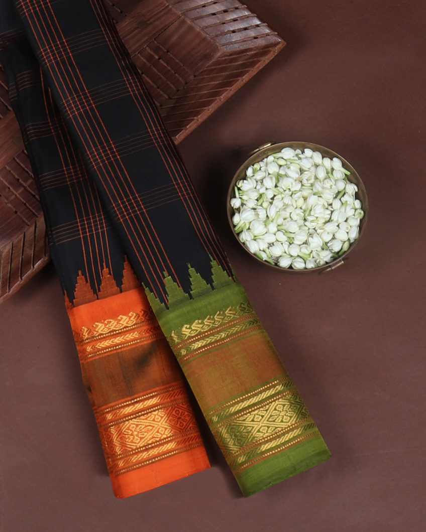 Black Gadwal Silk Saree T419265-image