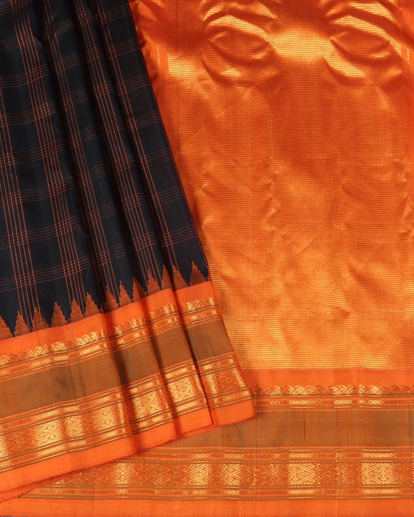 Black Gadwal Silk Saree T4192652
