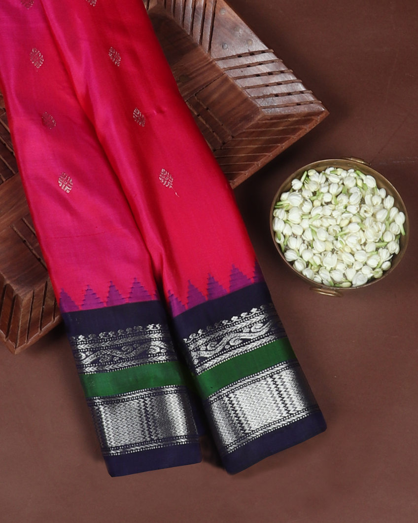 Pinkish Red Gadwal Silk Saree T419281-image