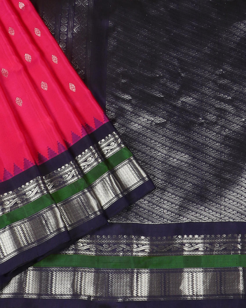 Pinkish Red Gadwal Silk Saree T4192812