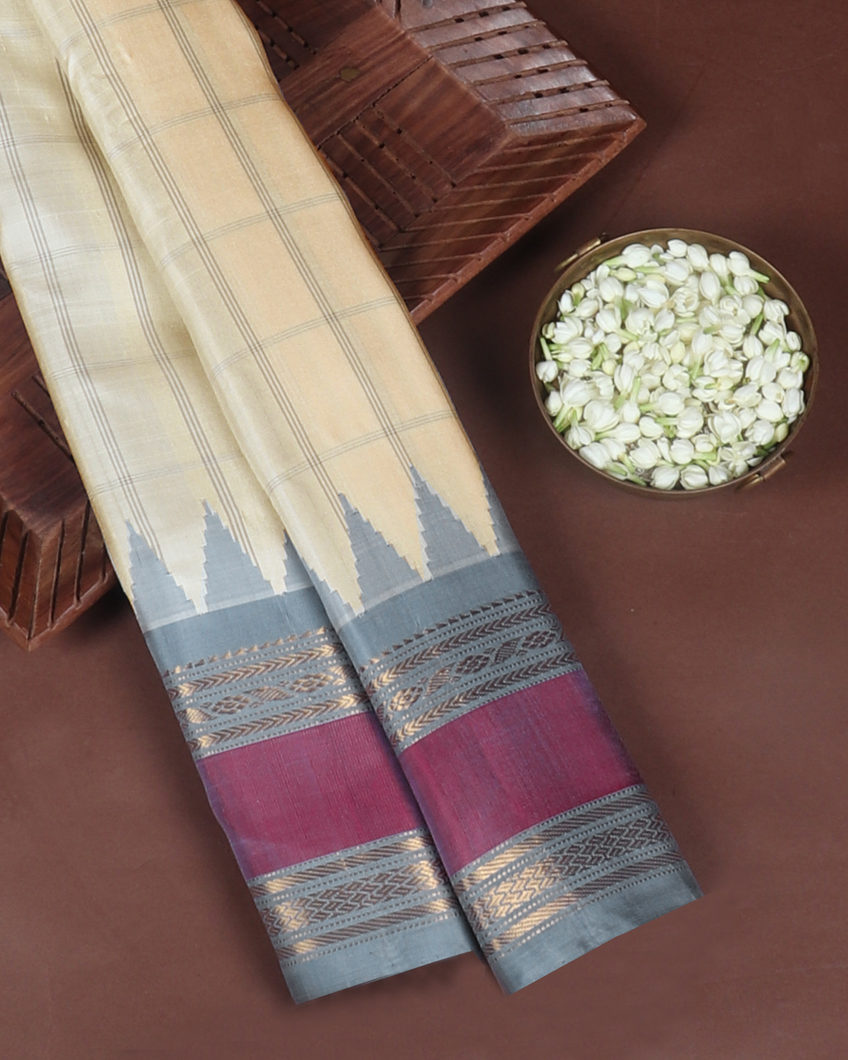 Cream Gadwal Silk Saree T419245-image