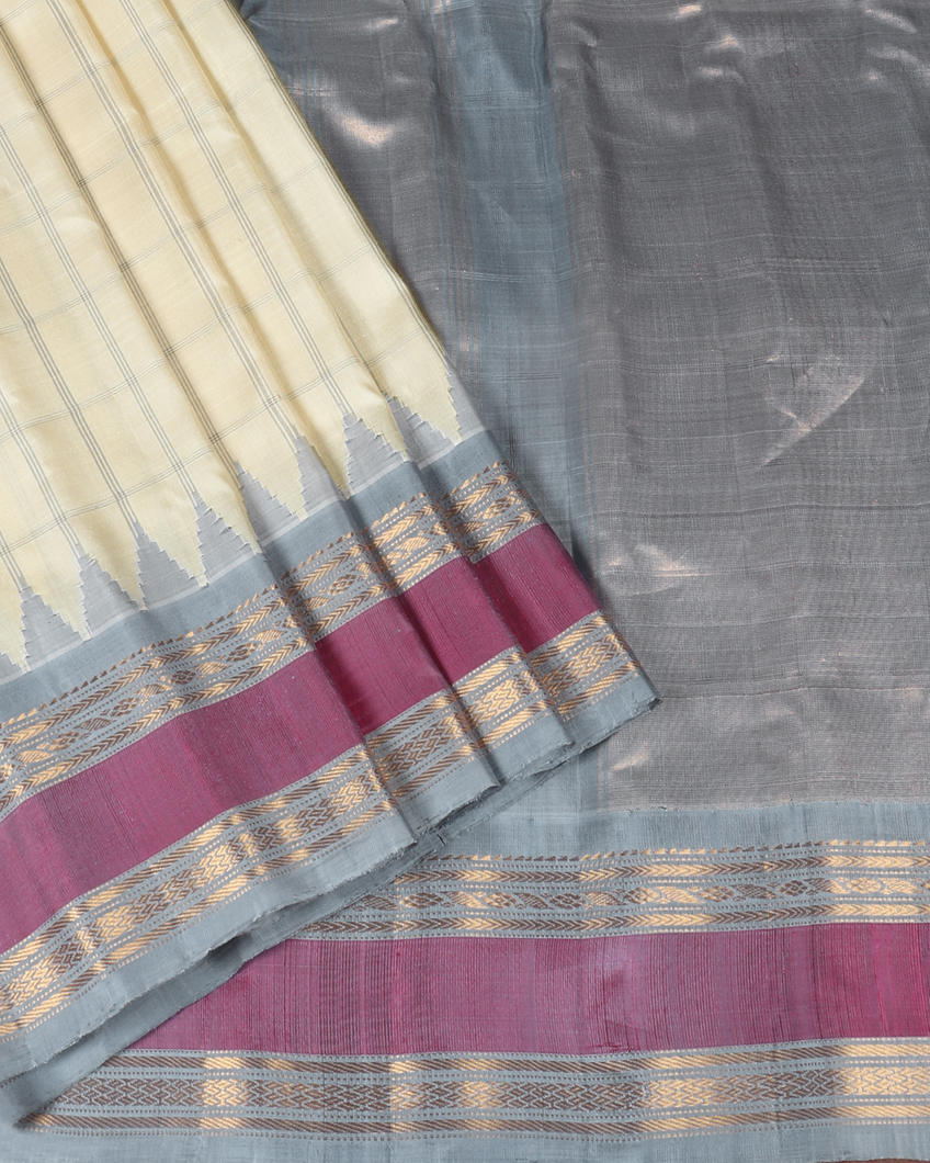 Cream Gadwal Silk Saree T4192452