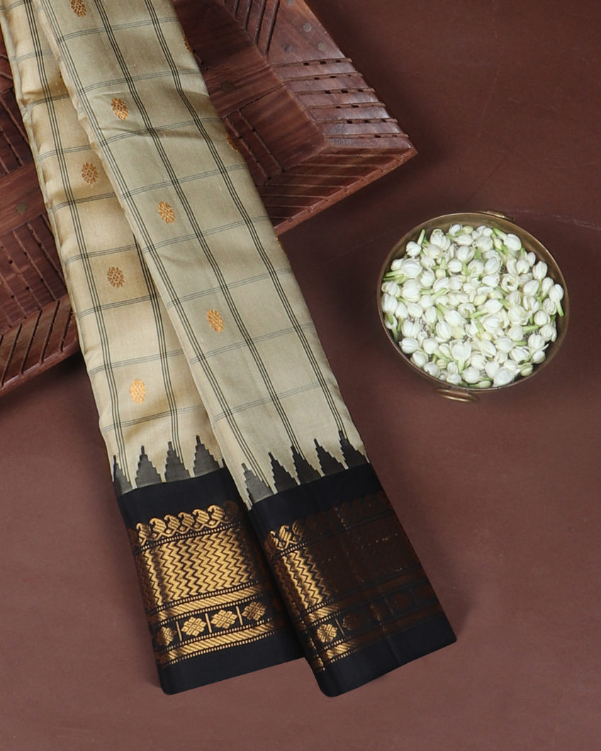 Beige Gadwal Silk Saree T419277-image