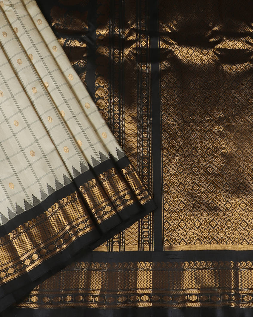 Beige Gadwal Silk Saree T4192772