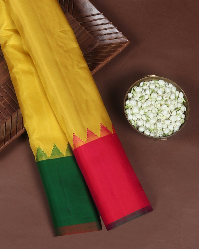 Greenish Yellow Gadwal Silk Saree T419261-image