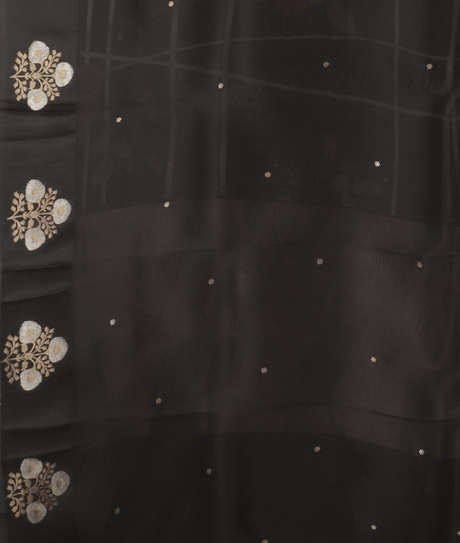 Black Kora Organza Printed Saree T3859273