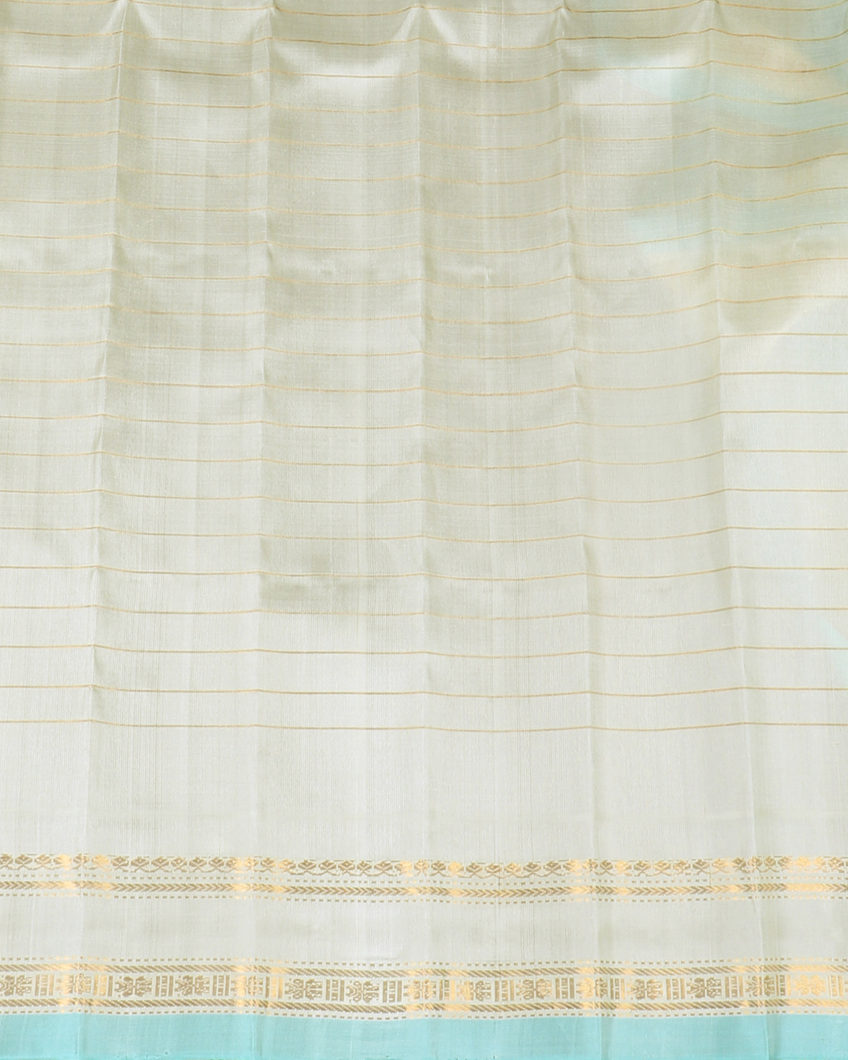 Turquoise Green Gadwal Silk Saree T4194383