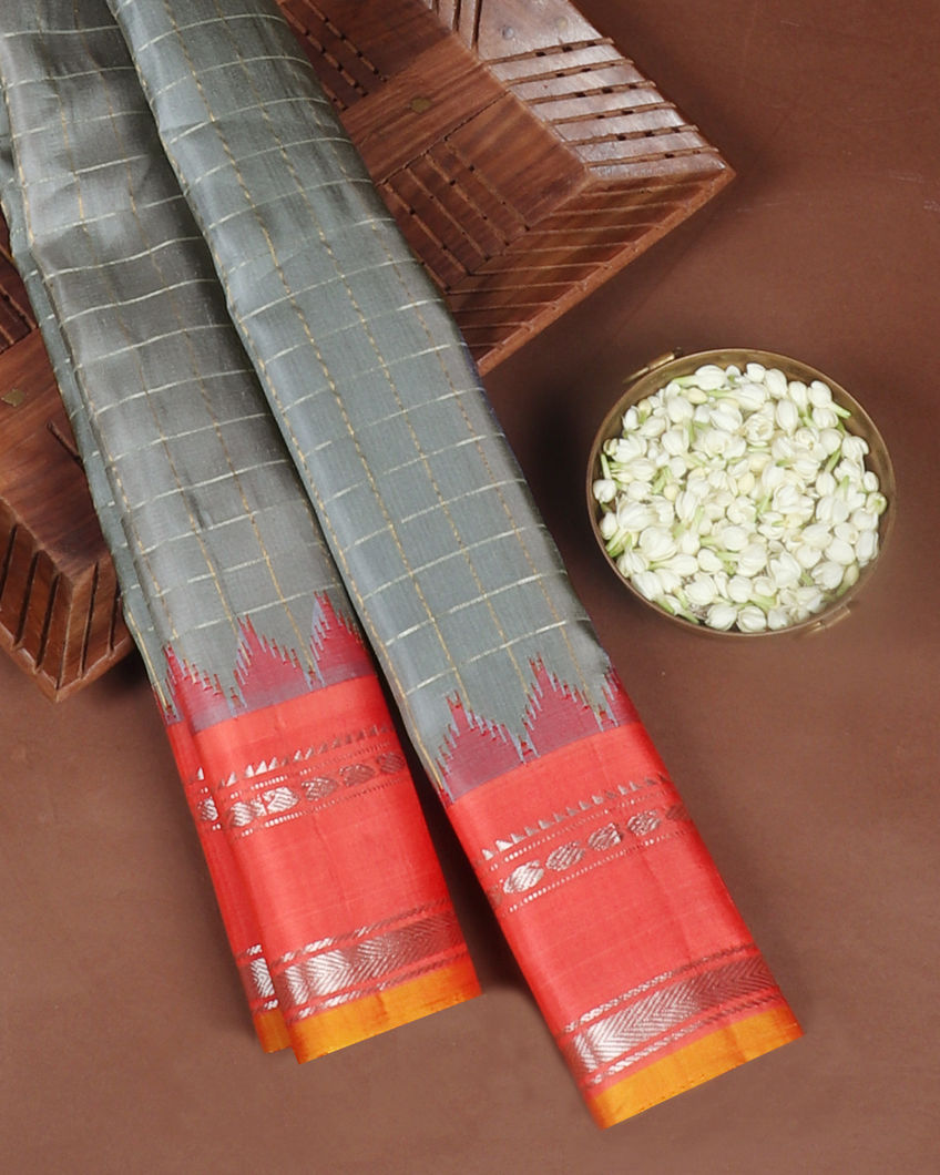 Grey Gadwal Silk Saree T419437-image