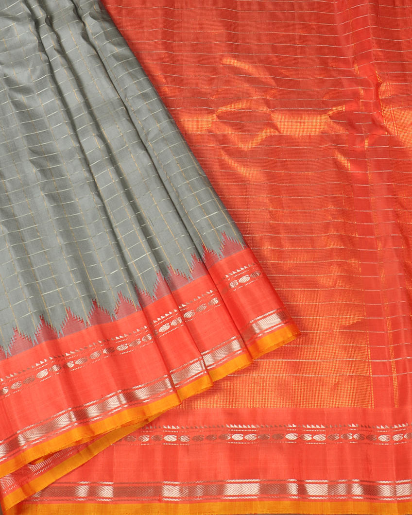 Grey Gadwal Silk Saree T4194372