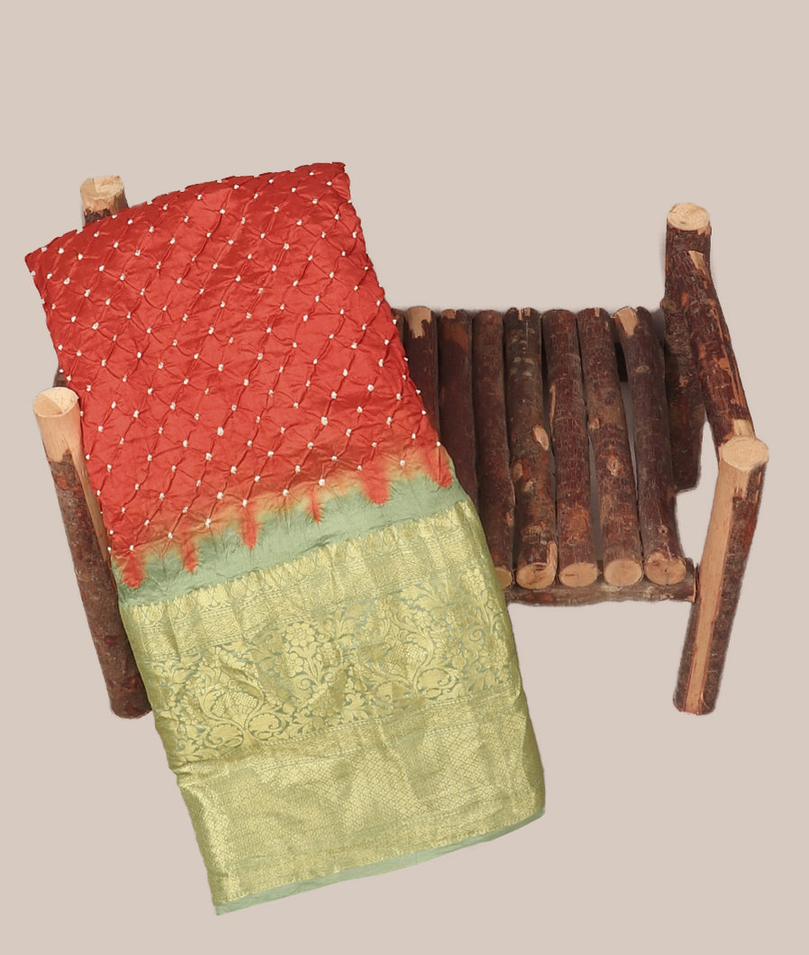 Rust Bandhani Chaniya Silk Saree T419728-image
