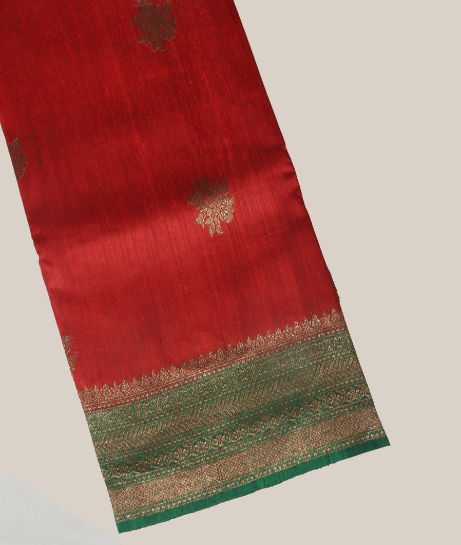 Red Banaras Tussar Saree T405554-image