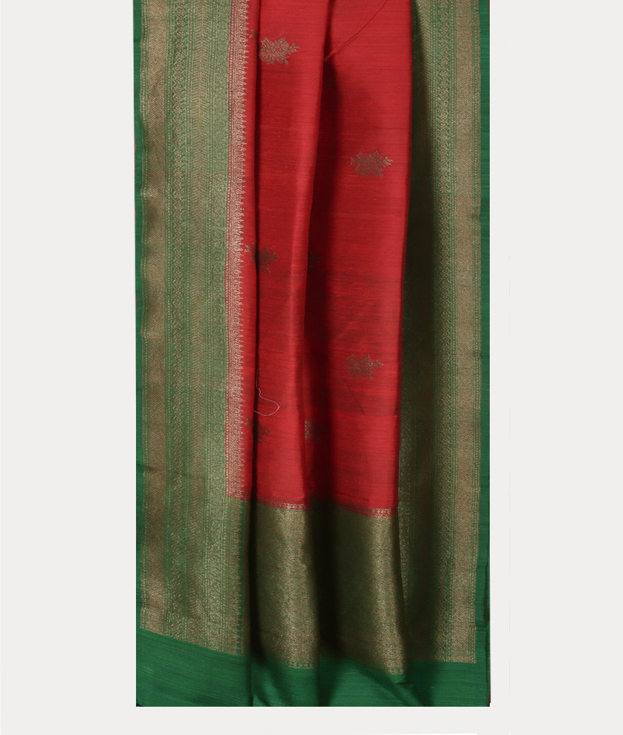 Red Banaras Tussar Saree T4055542