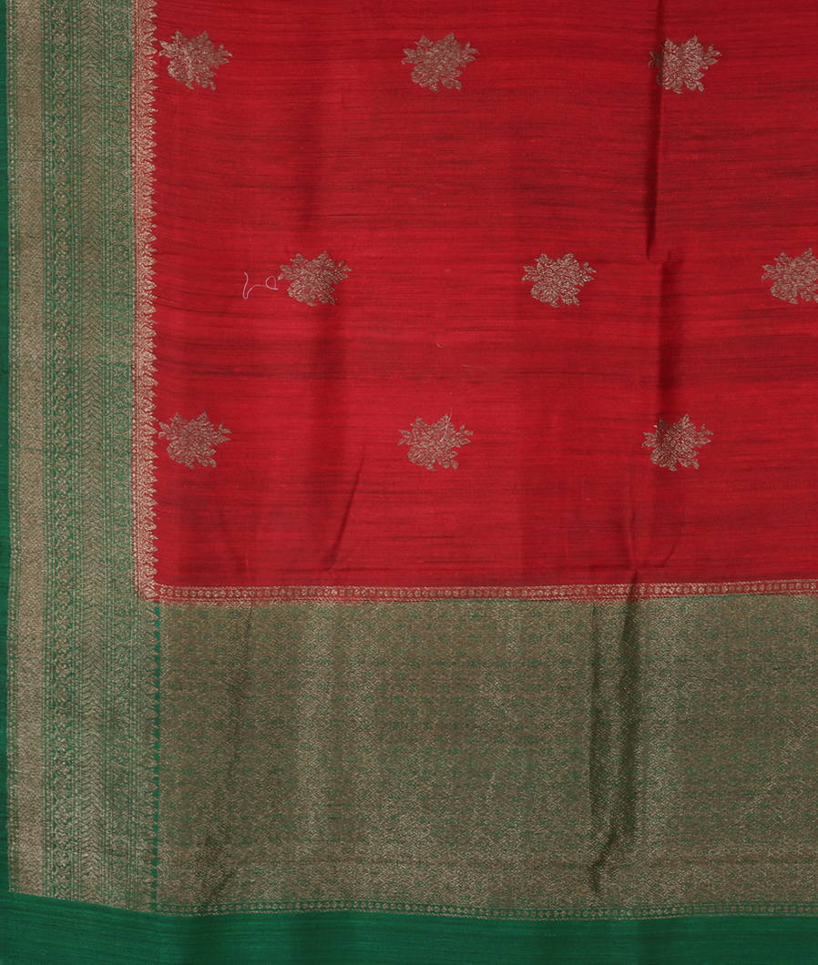 Red Banaras Tussar Saree T4055544