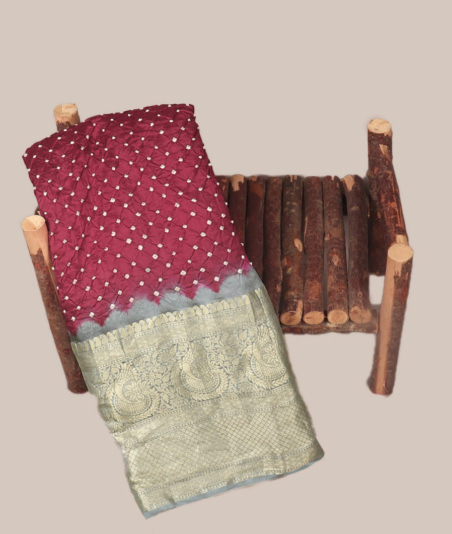 Purple Bandhani Chaniya Silk Saree T419756-image