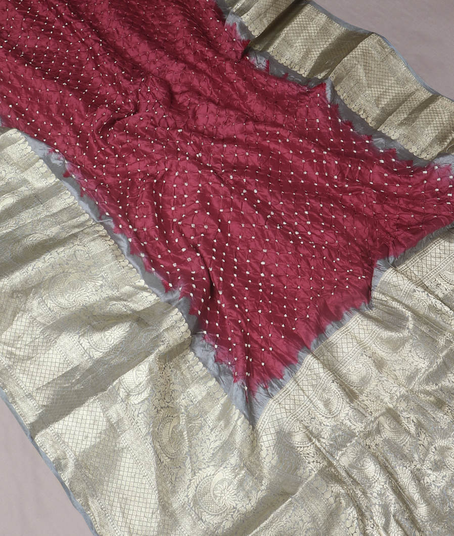 Purple Bandhani Chaniya Silk Saree T4197562