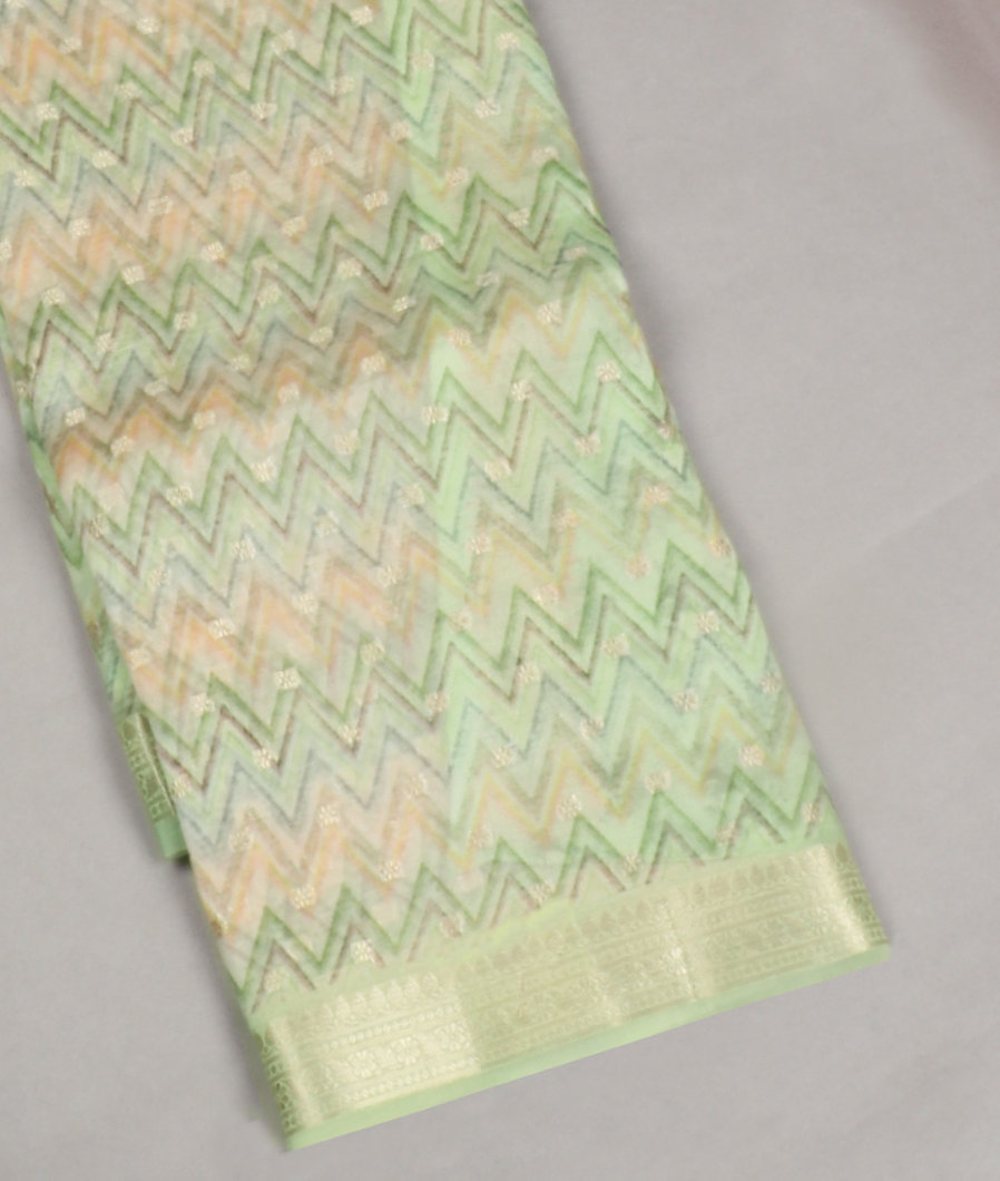 Green Kora Organza Printed Saree T355377-image