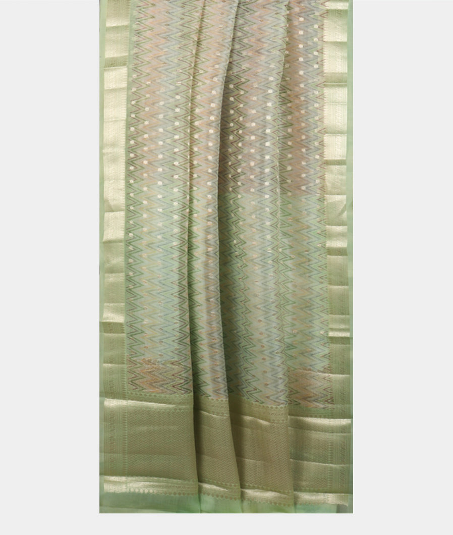 Green Kora Organza Printed Saree T3553772