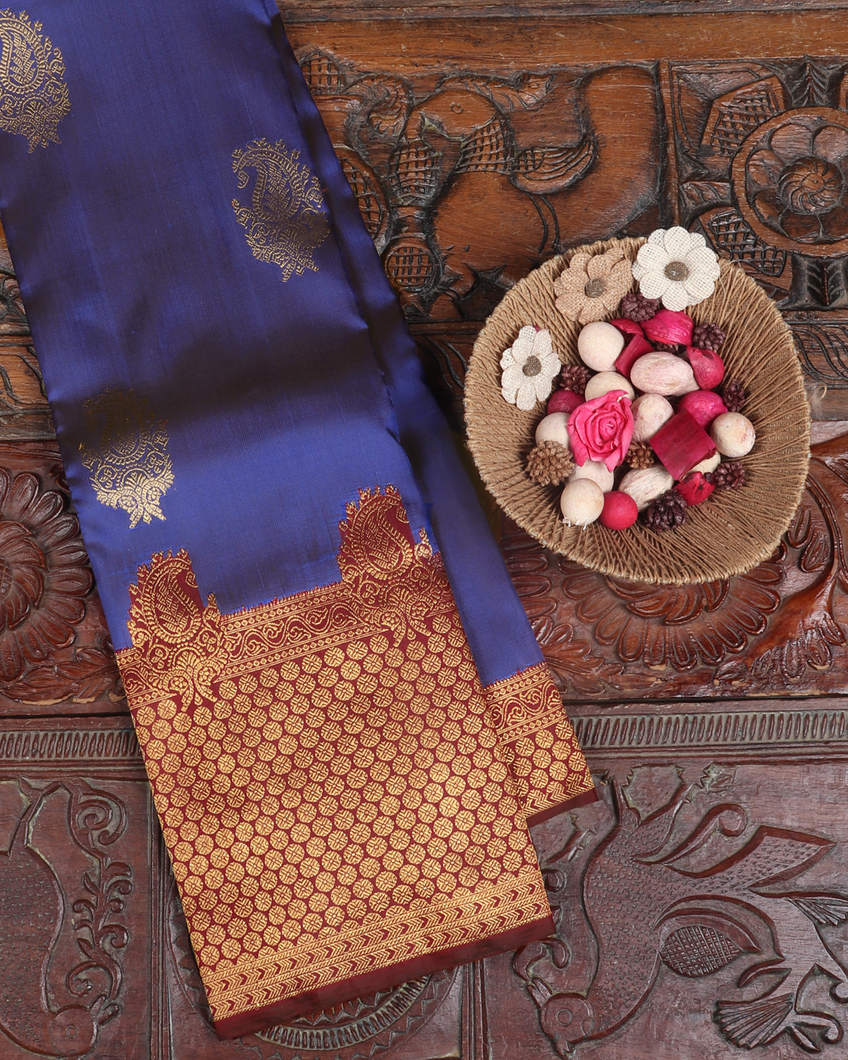Blue Handwoven Kanjivaram Silk Saree T337262-image