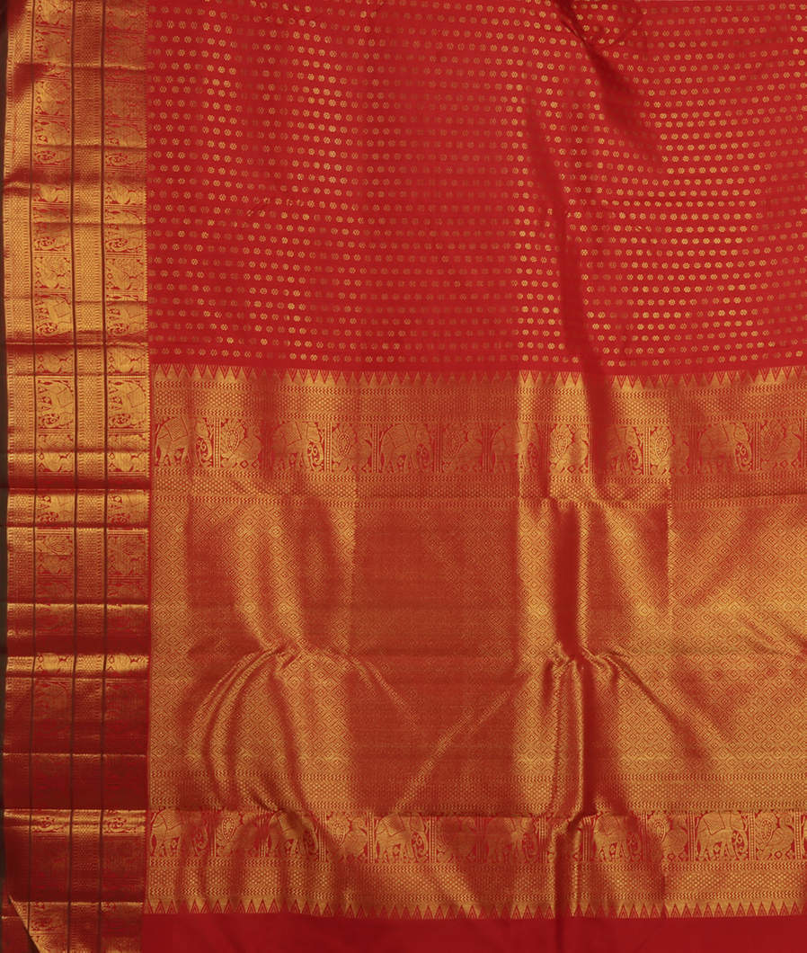 Red Handwoven Kanjivaram Silk Saree T3870594