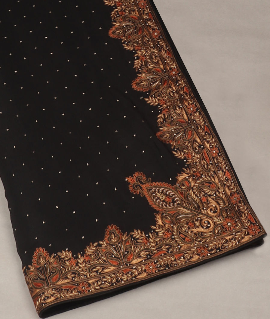 Black Crepe Silk Saree T386315-image