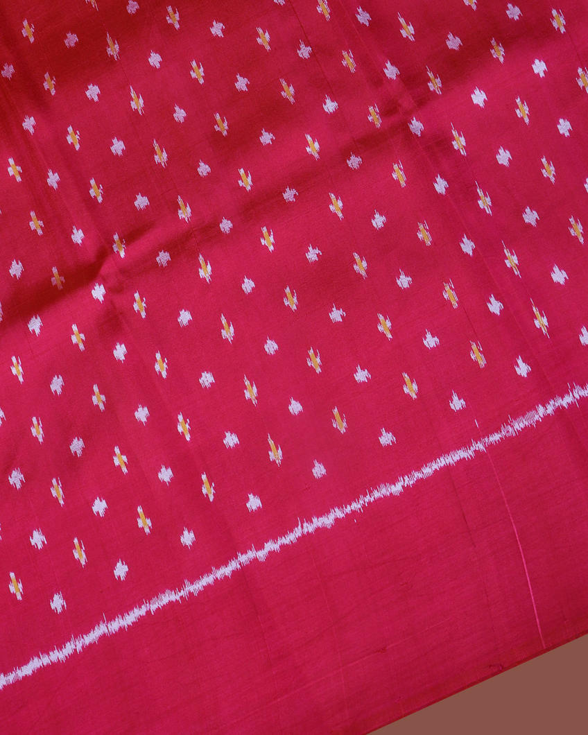 Coral Pink Ikat Silk Saree T4183803