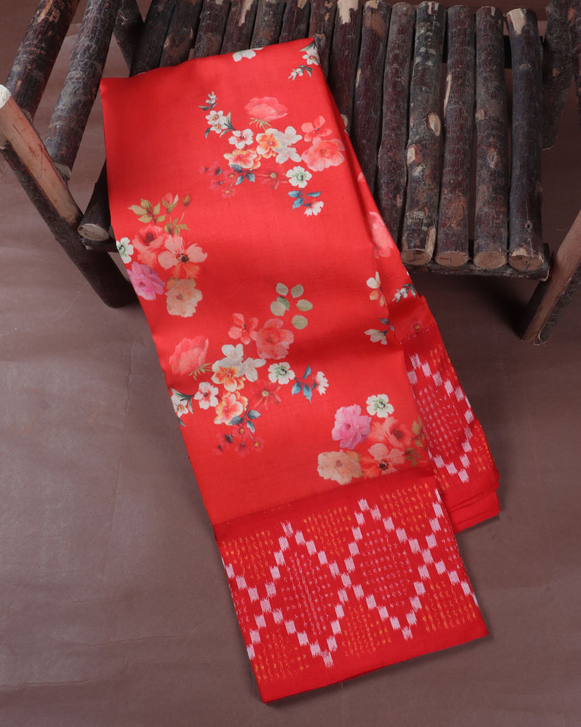 Red Ikat Silk Saree T418383-image