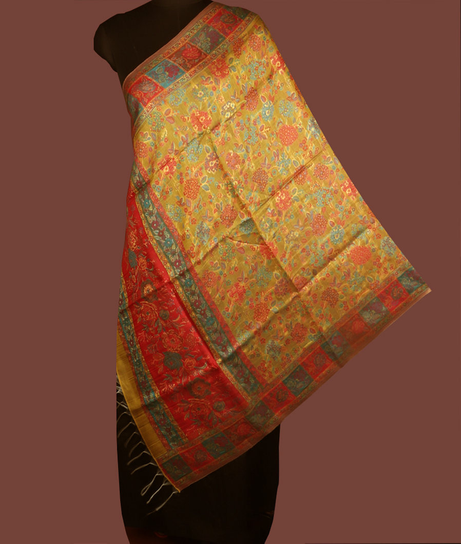 Yellow Cashmere Kani Silk Dupatta T398494-image