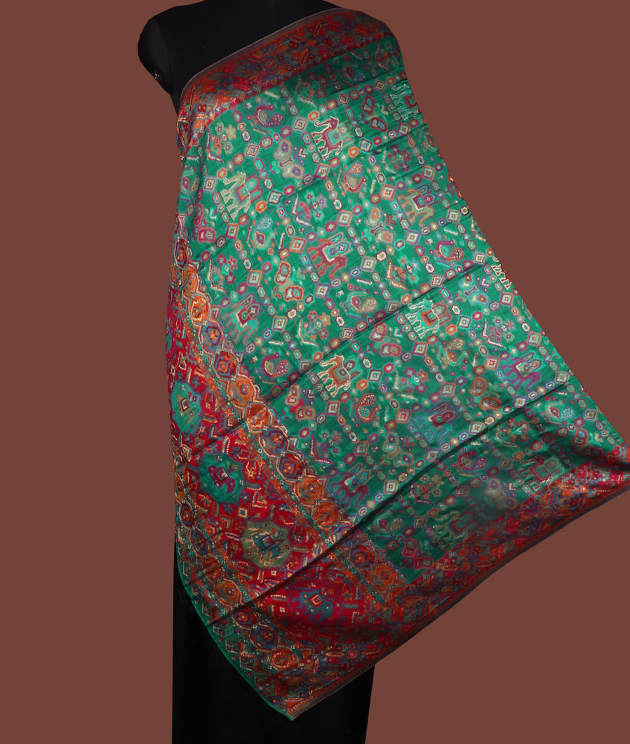 Green Cashmere Kani Silk Dupatta T370465-image
