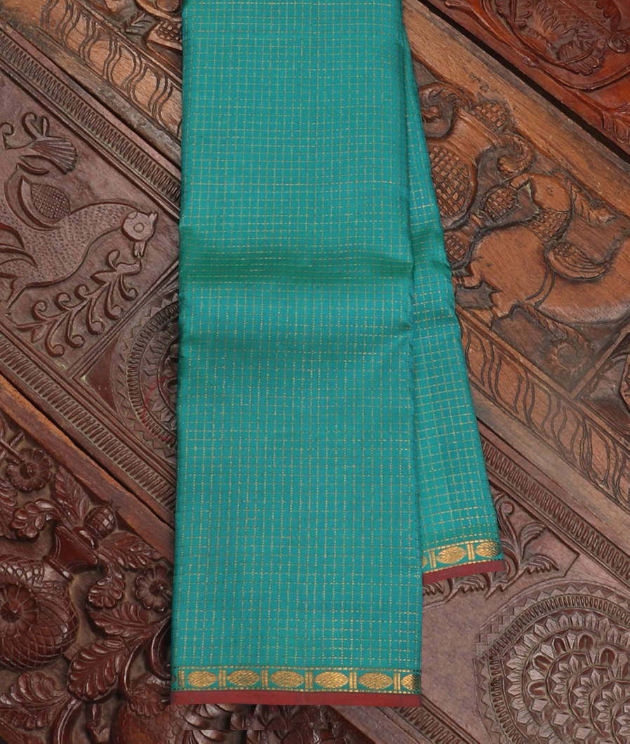 Bluish Green Handwoven Kanjivaram Silk Saree T419008-image