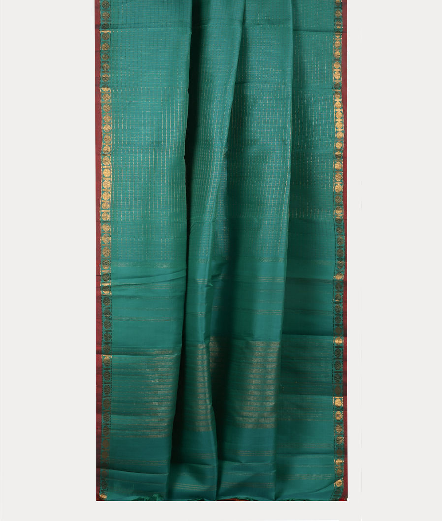 Bluish Green Handwoven Kanjivaram Silk Saree T4190082