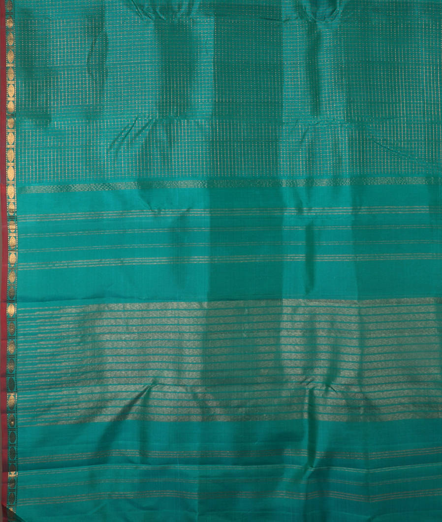Bluish Green Handwoven Kanjivaram Silk Saree T4190084