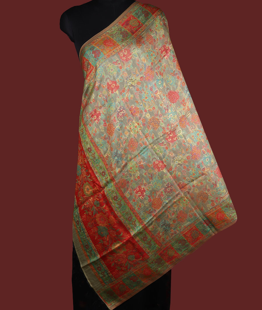 Beige Cashmere Kani Silk Dupatta T398487-image