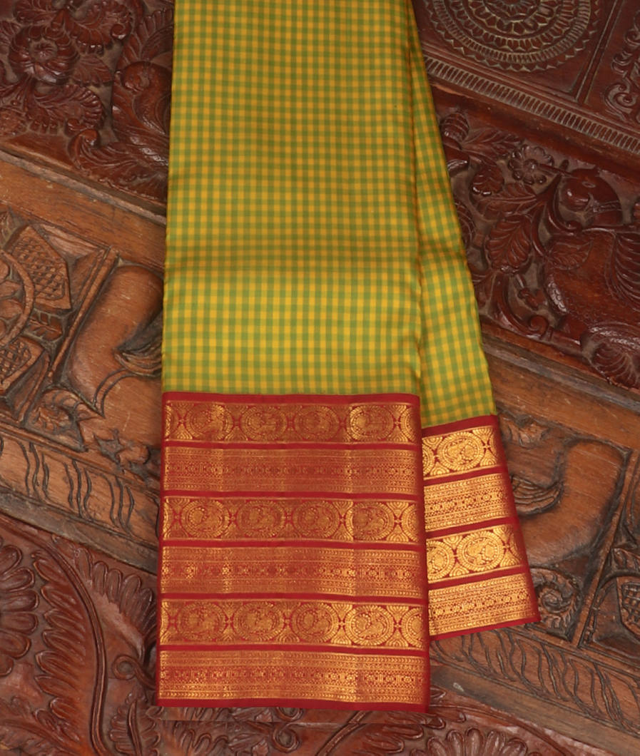 Yellow And Green Handwoven Kanjivaram Silk Saree T418789-image