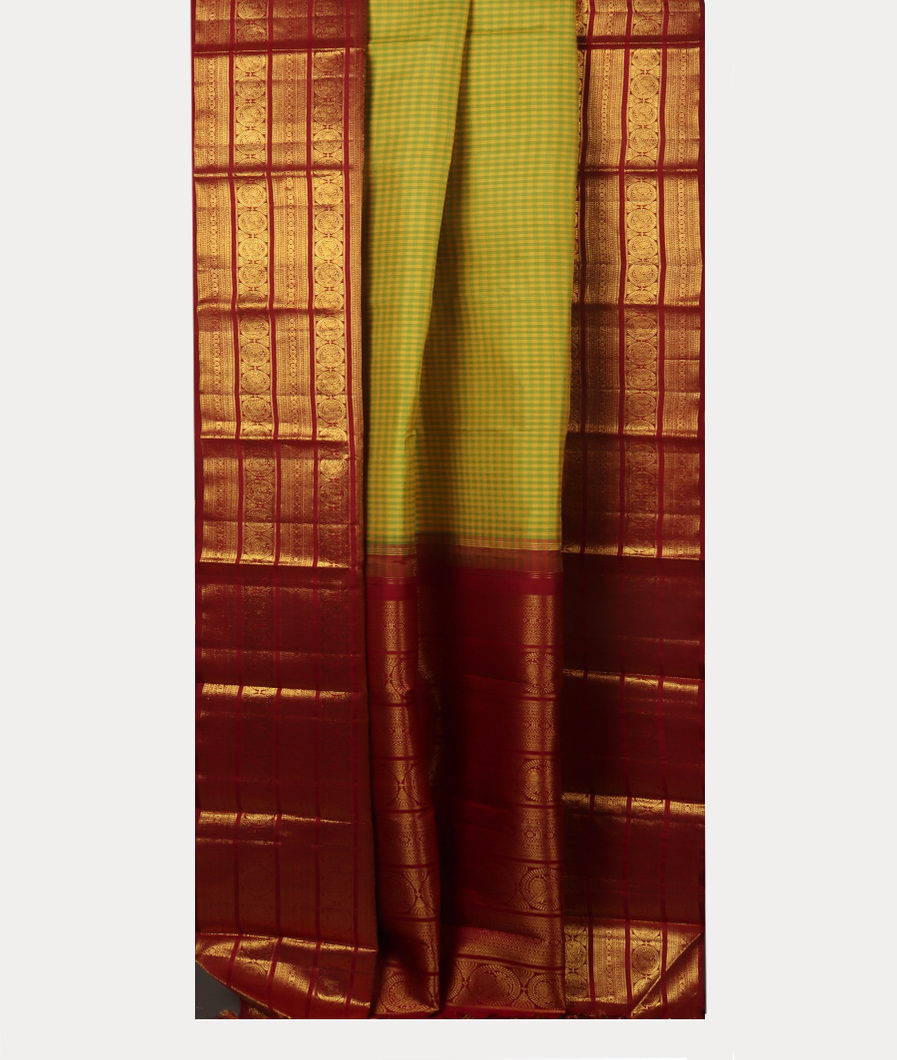 Yellow And Green Handwoven Kanjivaram Silk Saree T4187892