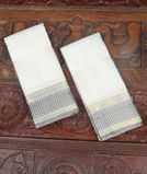 White Handwoven Kanjivaram Silk Dhoti and Vastharam T4136171