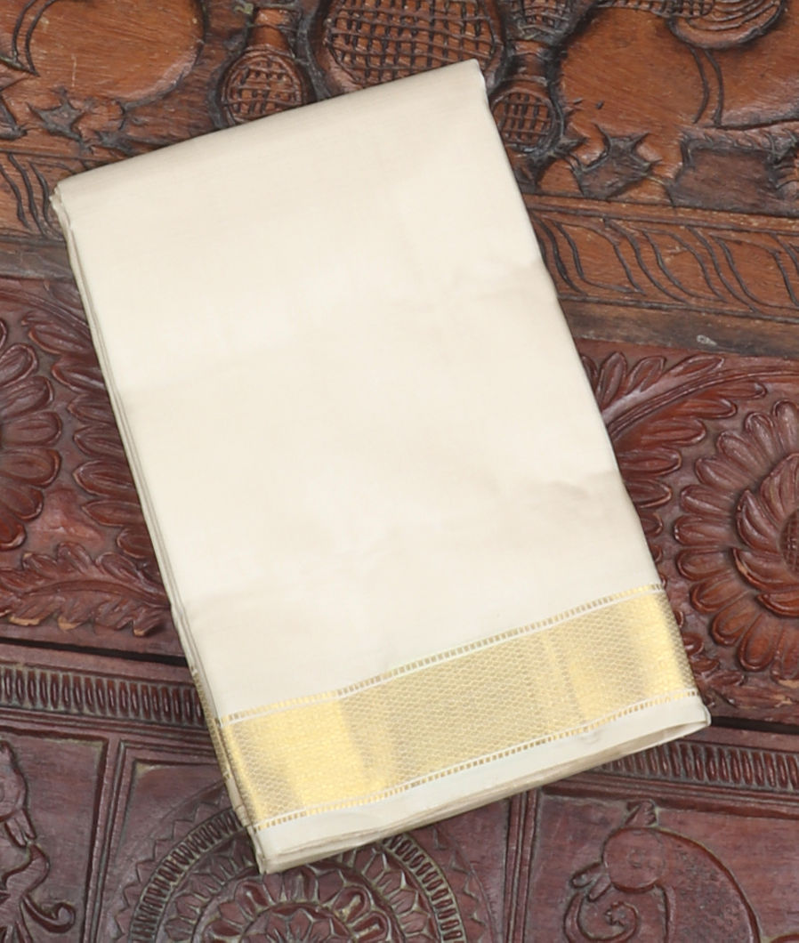 Off-White Handwoven Kanjivaram Silk Dhoti and Vastharam T413120-image